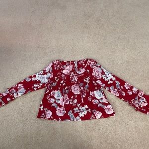 american rag long sleeve red floral shirt